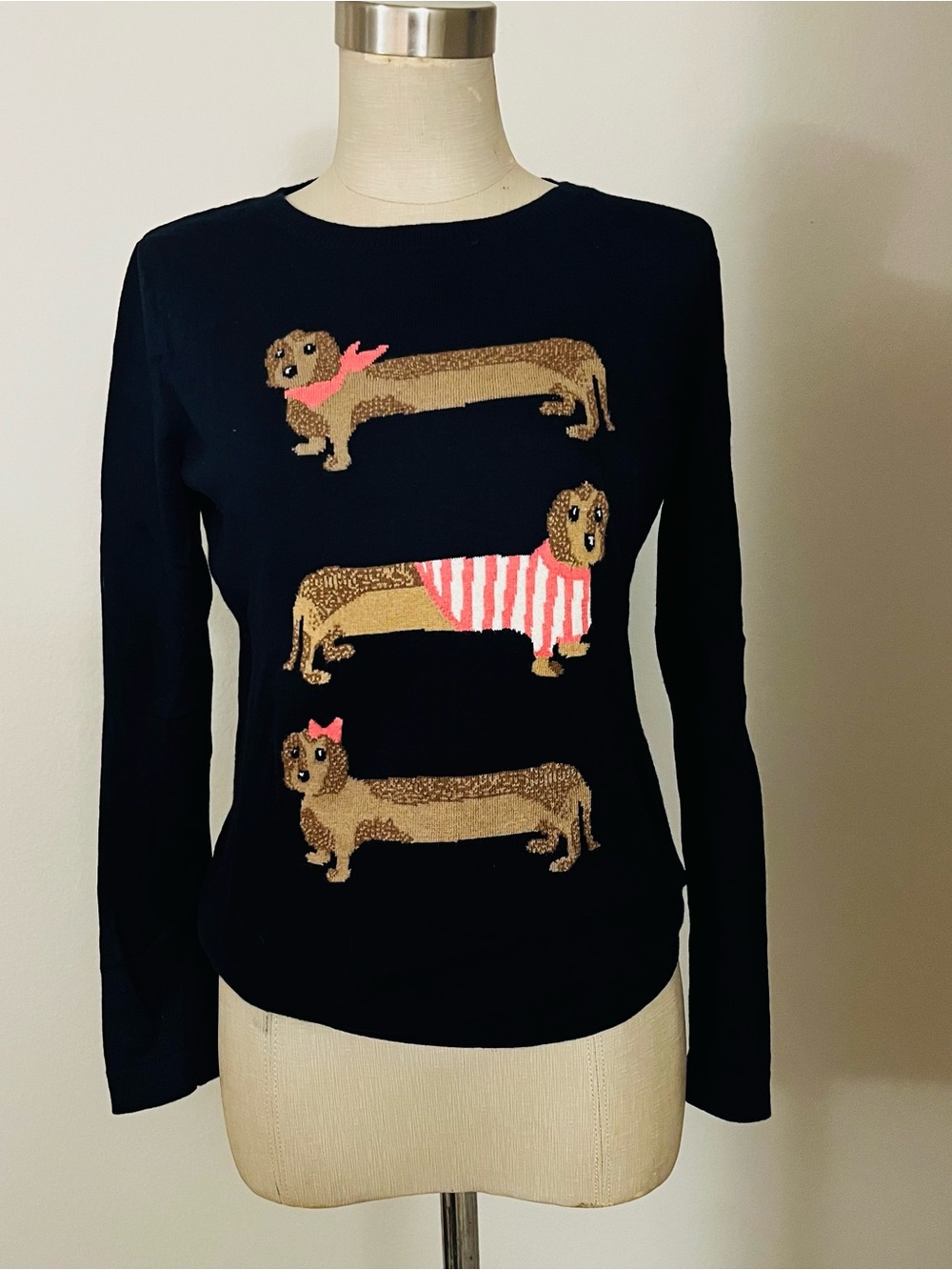 Talbots Navy Petite Sweater with Ribbed Neck